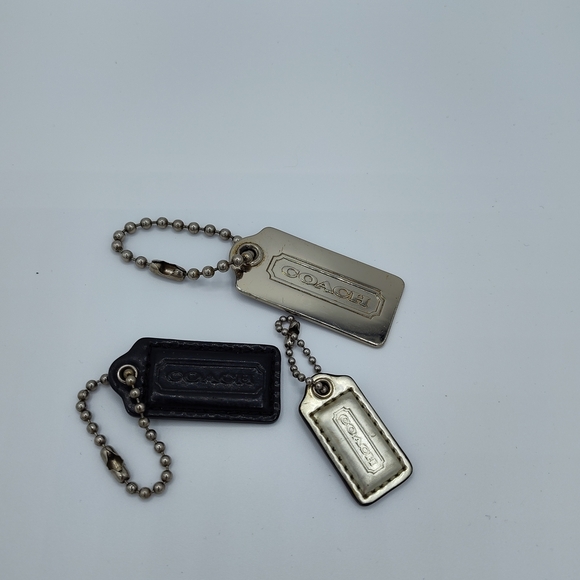 THREE 2008 Authentic Coach Black Leather, Silver Puffy And Silver Metal Hangtags - Picture 2 of 2